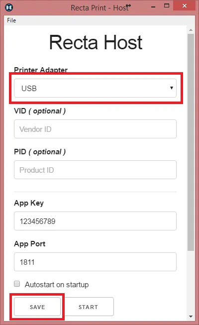 Recta Host Settings